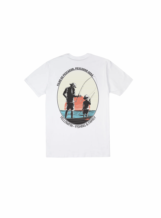 Camisa Yellowfin Fishing and Family Kids Branca